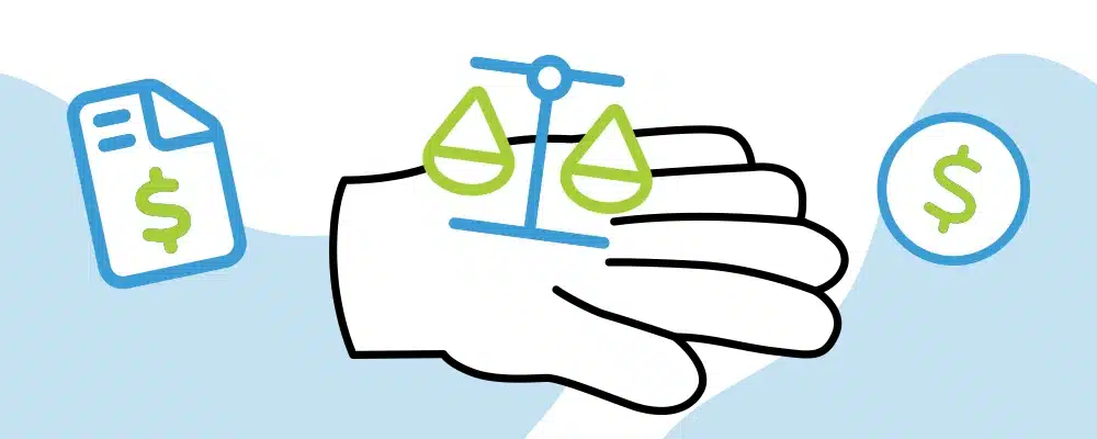 Illustration of an IT provider holding icons representing accounting, legal and financial advice, symbolising experience across professional services sectors in Cairns.